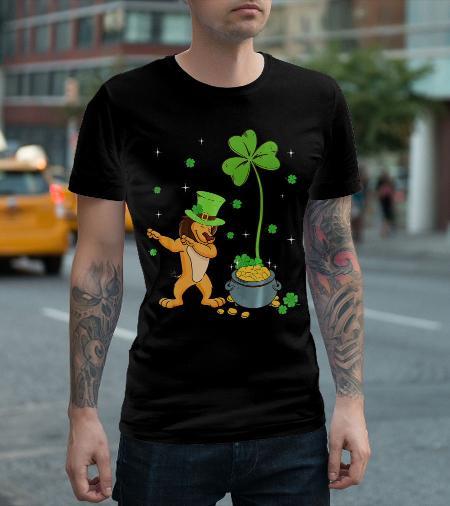 Shamrock Leprechaun Lion Pot Of Gold Clover Dance T-Shirt