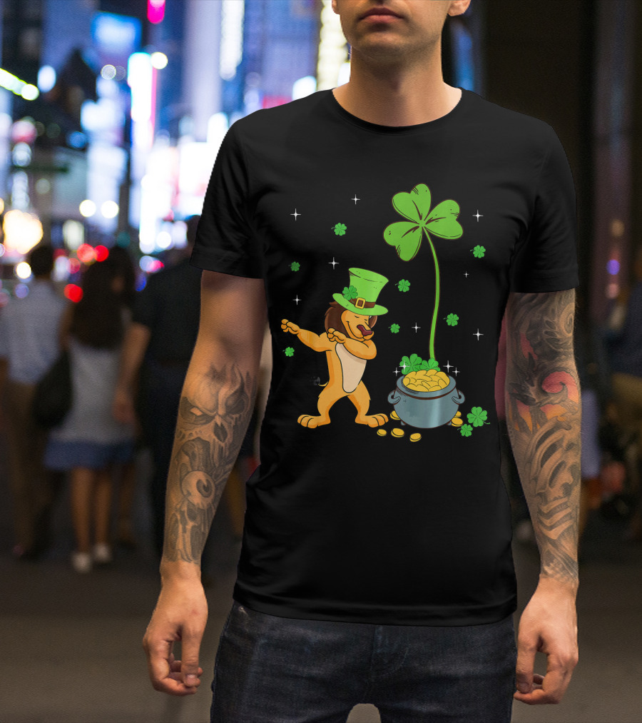 Shamrock Leprechaun Lion Pot Of Gold Clover Dance T-Shirt