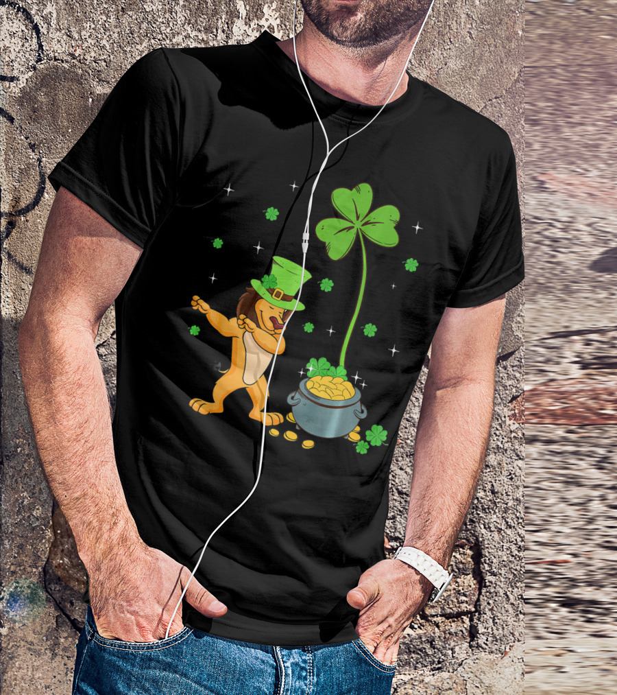 Shamrock Leprechaun Lion Pot Of Gold Clover Dance T-Shirt