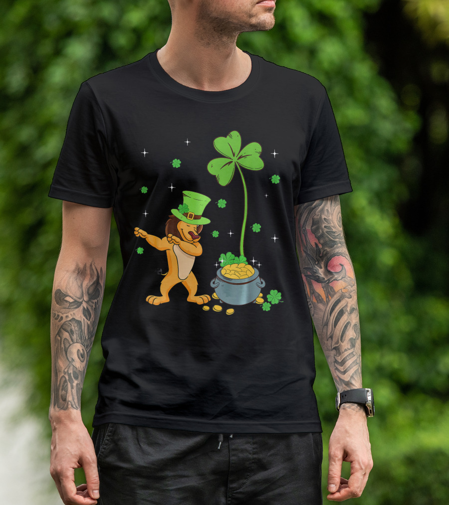 Shamrock Leprechaun Lion Pot Of Gold Clover Dance T-Shirt
