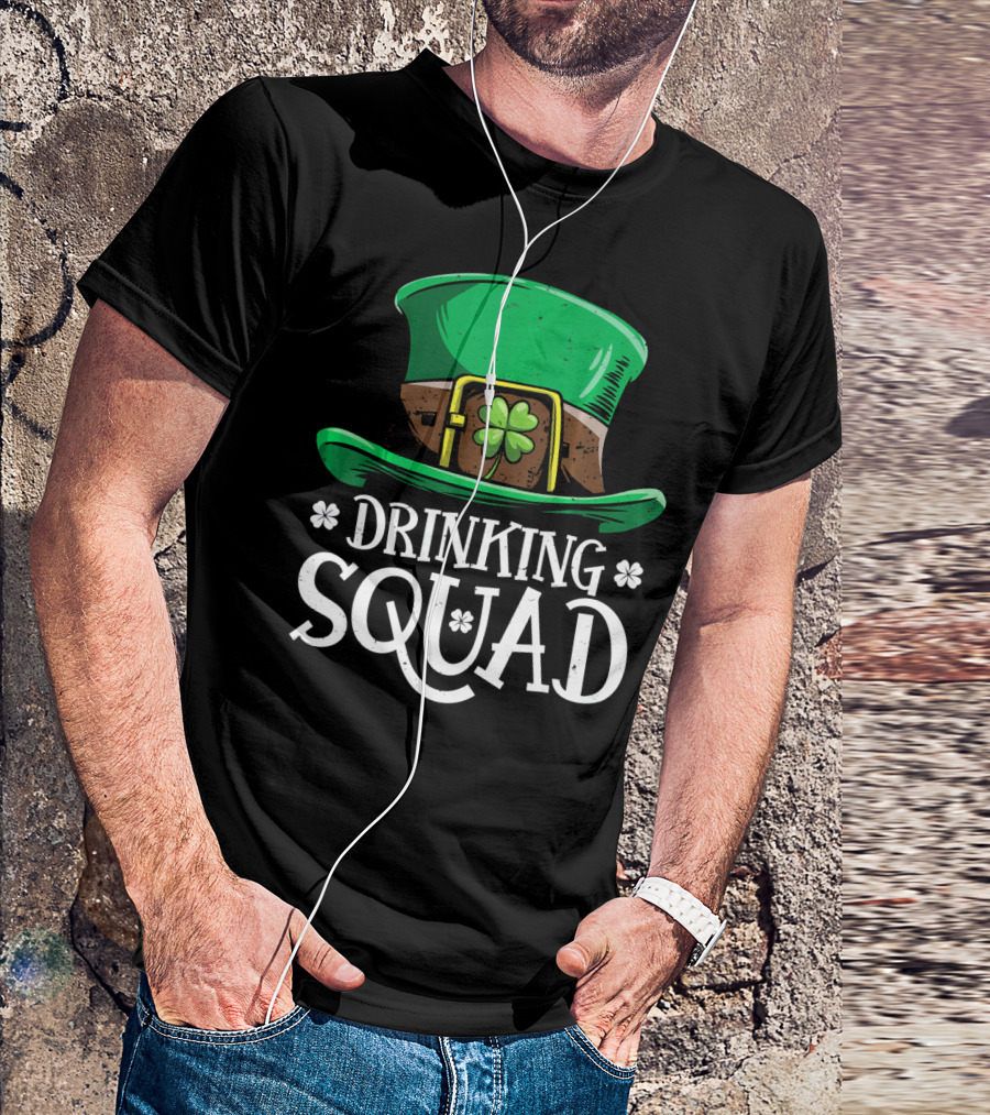 Leprechaun Drinking Squad St Pat Green Hat Clover St Patrick's Day T-Shirt