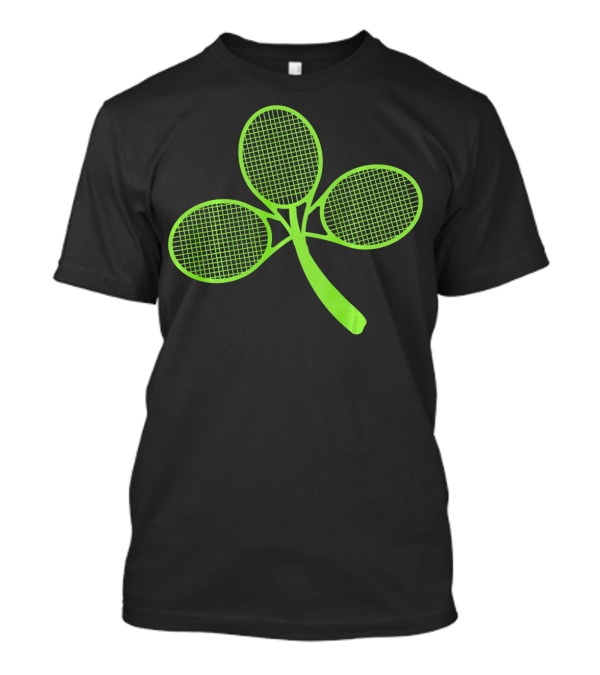 Tennis Shamrock Irish St Pattys Sports Racquet Clover T-Shirt