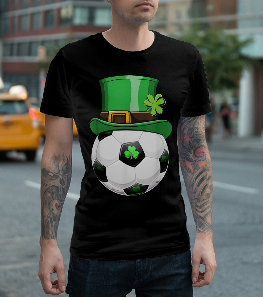 Leprechaun Soccer Funny St. Patrick's Day Hat with Shamrock Soccer Ball T-Shirt