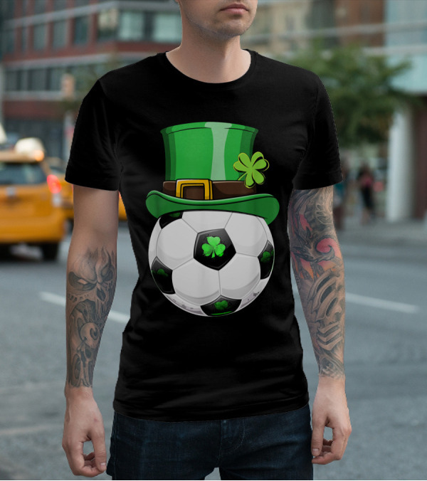Leprechaun Soccer Funny St. Patrick's Day Hat With Shamrock Soccer Ball T-Shirt