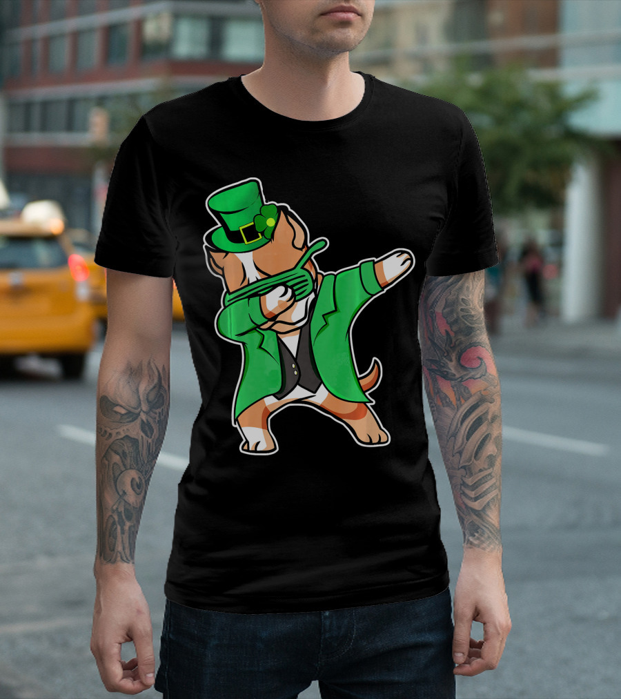 Dabbing Pitbull Leprechaun St. Patrick's Day T-Shirt