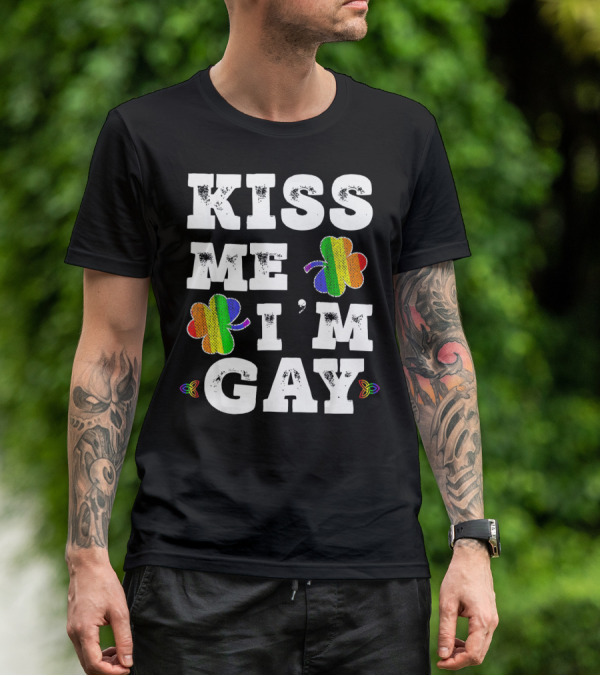 Kiss Me I'm Gay Rainbow Shamrock St. Patrick's Day T-Shirt