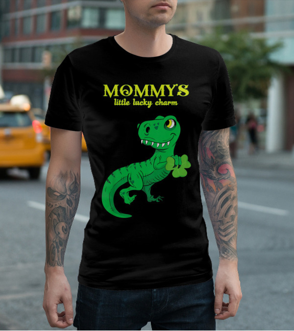 Mommy's Little Lucky Charm Dinosaur Kids St Patrick's Day T-Shirt