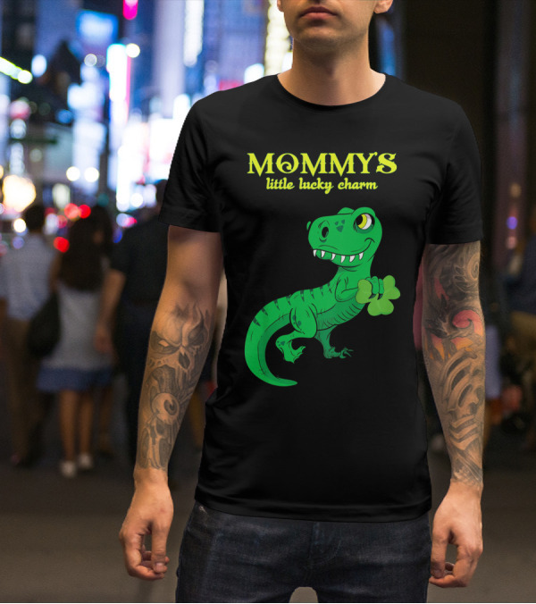 Mommy's Little Lucky Charm Dinosaur Kids St Patrick's Day T-Shirt