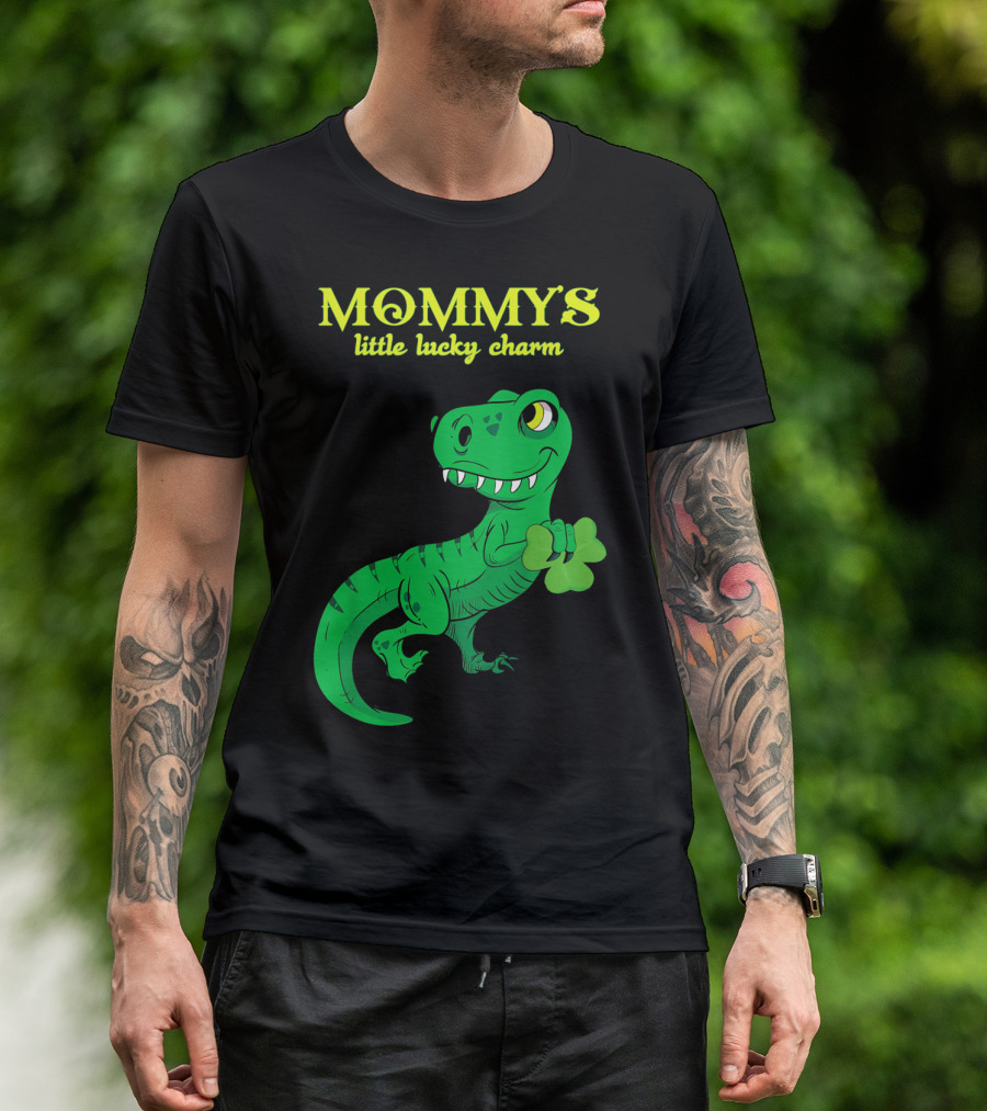 Mommy's Little Lucky Charm Dinosaur Kids St Patrick's Day T-Shirt