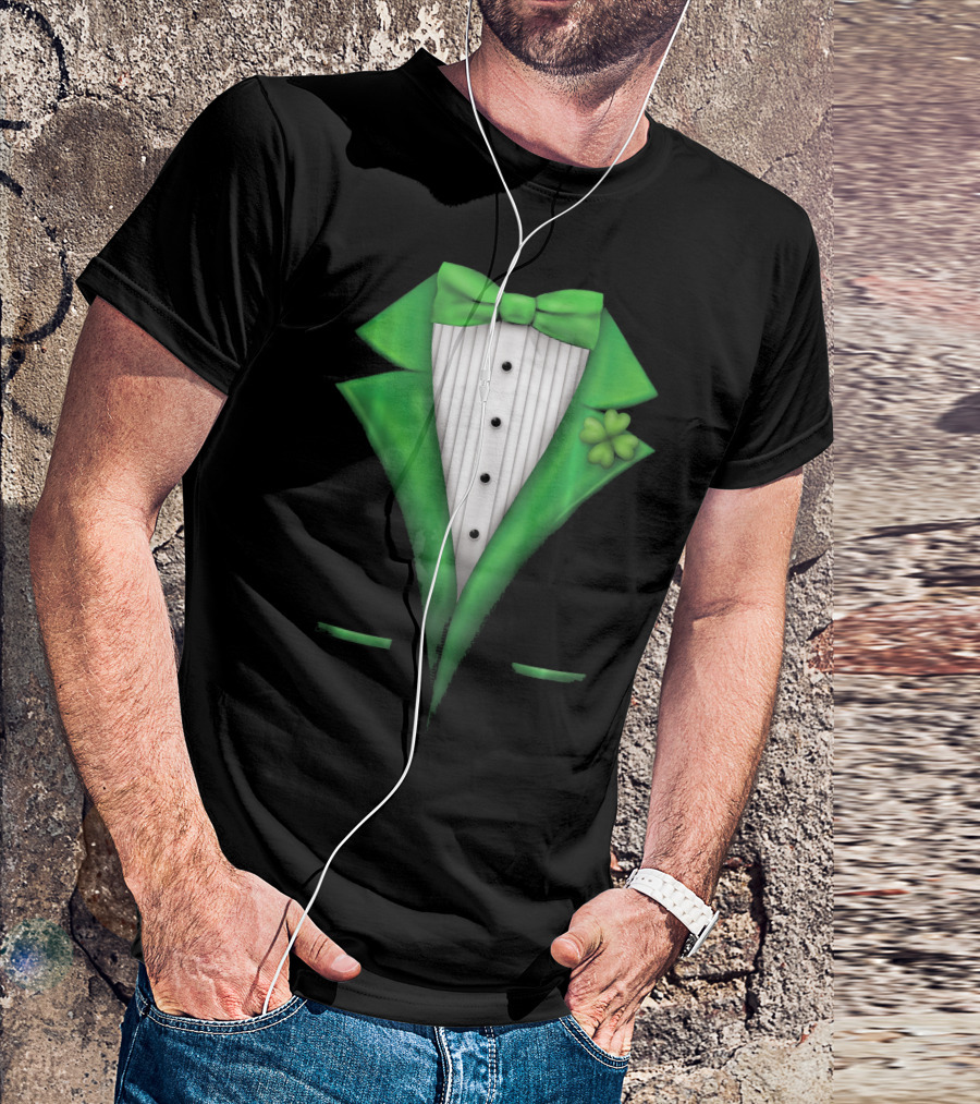 St. Patricks Day Clover Green Tuxedo Bow Tie Classic T-Shirt