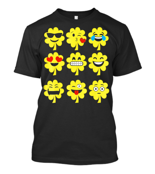 St. Patricks Day Clover Emoji Faces Collection T-Shirt