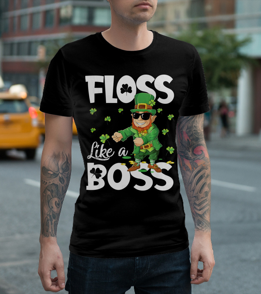 Floss Like A Boss Dancing Leprechaun With Shamrocks T-Shirt