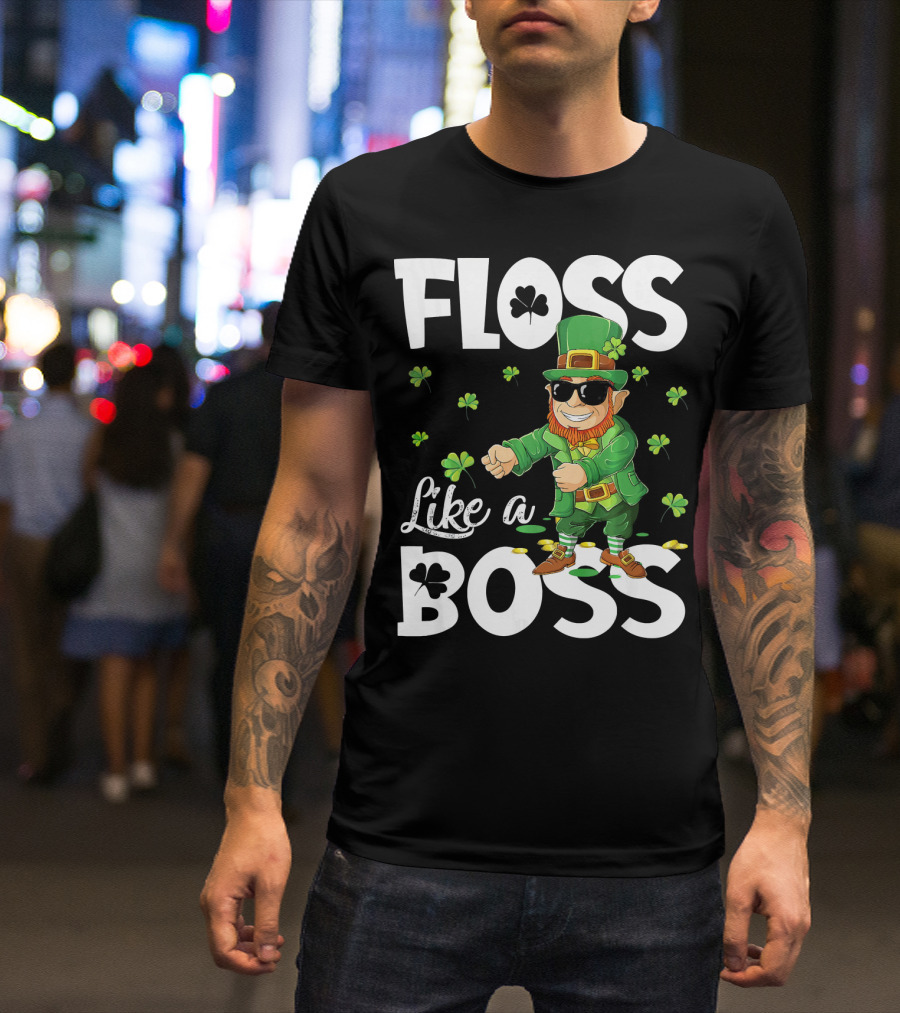 Floss Like A Boss Dancing Leprechaun With Shamrocks T-Shirt