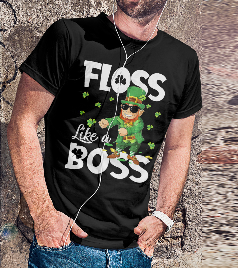 Floss Like A Boss Dancing Leprechaun With Shamrocks T-Shirt