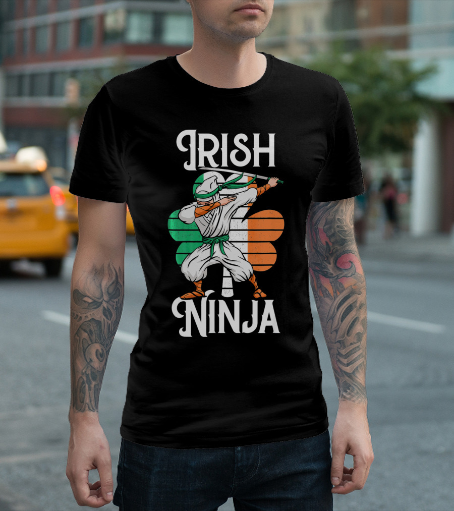 Irish Ninja Clover Martial Arts Pose T-Shirt