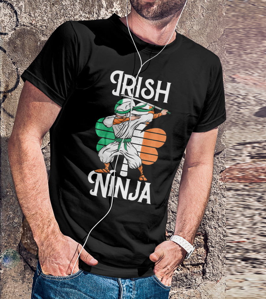 Irish Ninja Clover Martial Arts Pose T-Shirt
