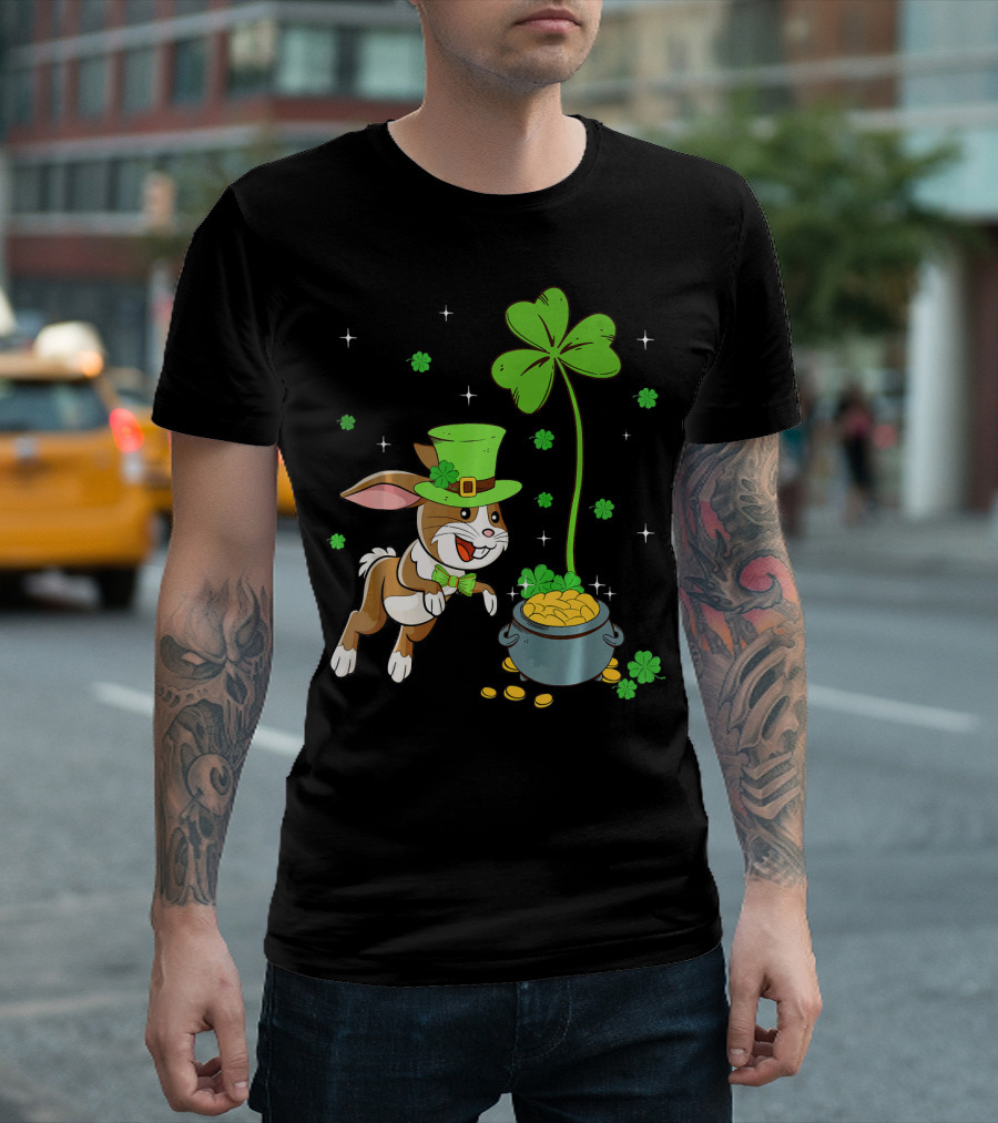 Shamrock Leprechaun Hare Lucky Clover Treasure T-Shirt