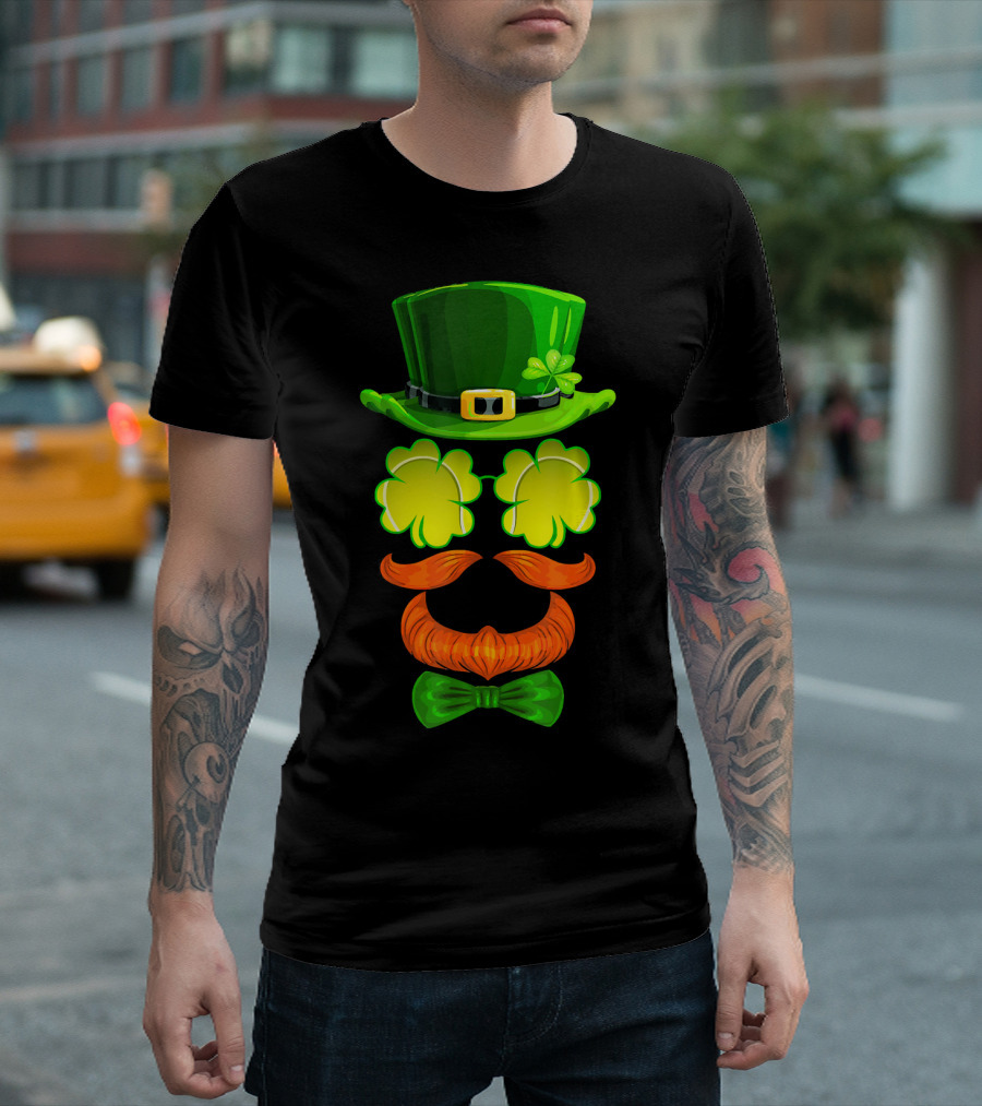 Tennis Ball Shamrock Leprechaun Clover Hat Mustache Bowtie T-Shirt