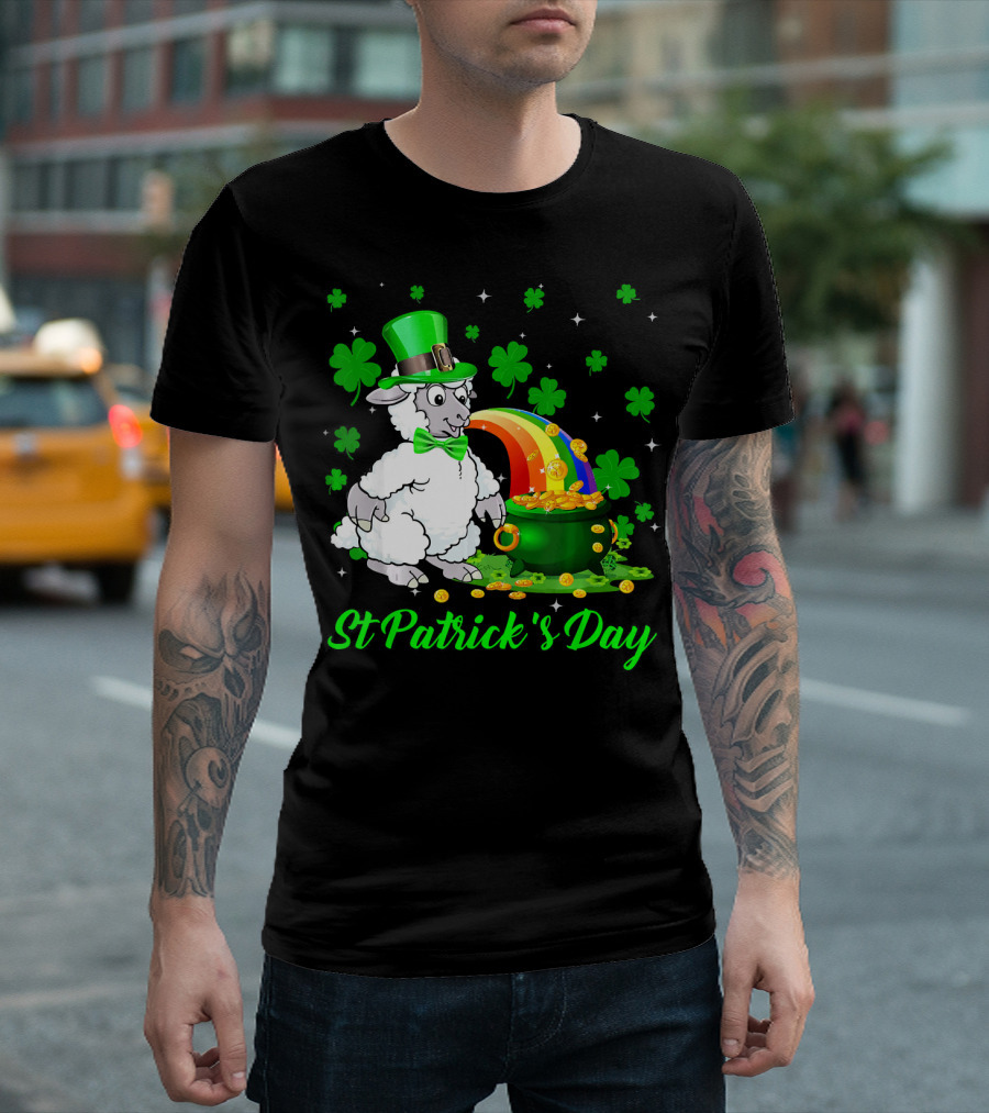 St Patrick's Day Leprechaun Sheep Shamrock Rainbow Pot Of Gold T-Shirt