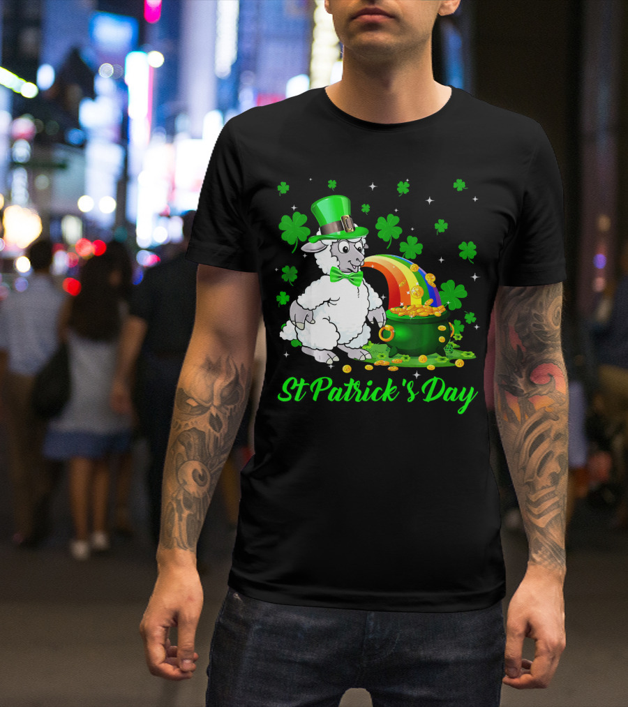 St Patrick's Day Leprechaun Sheep Shamrock Rainbow Pot Of Gold T-Shirt