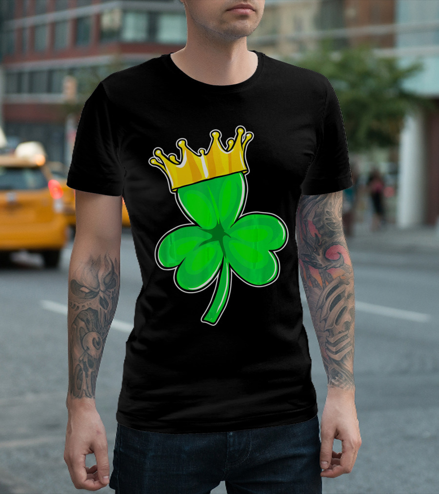 Four Leaf Clover King with Crown of Luck T-Shirt