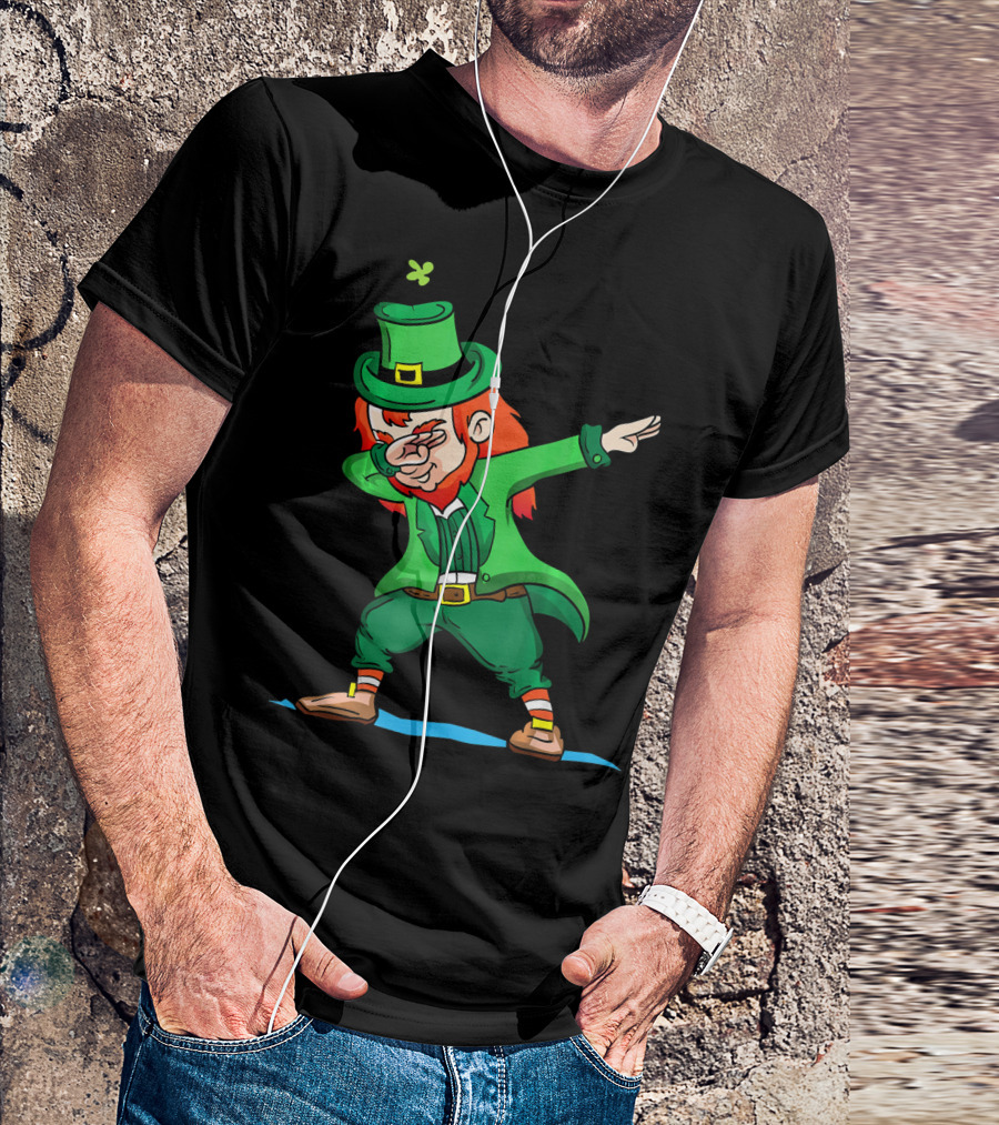 Saint Patricks Day Leprechaun Dabbing Clover Iconic Festive Green T-Shirt