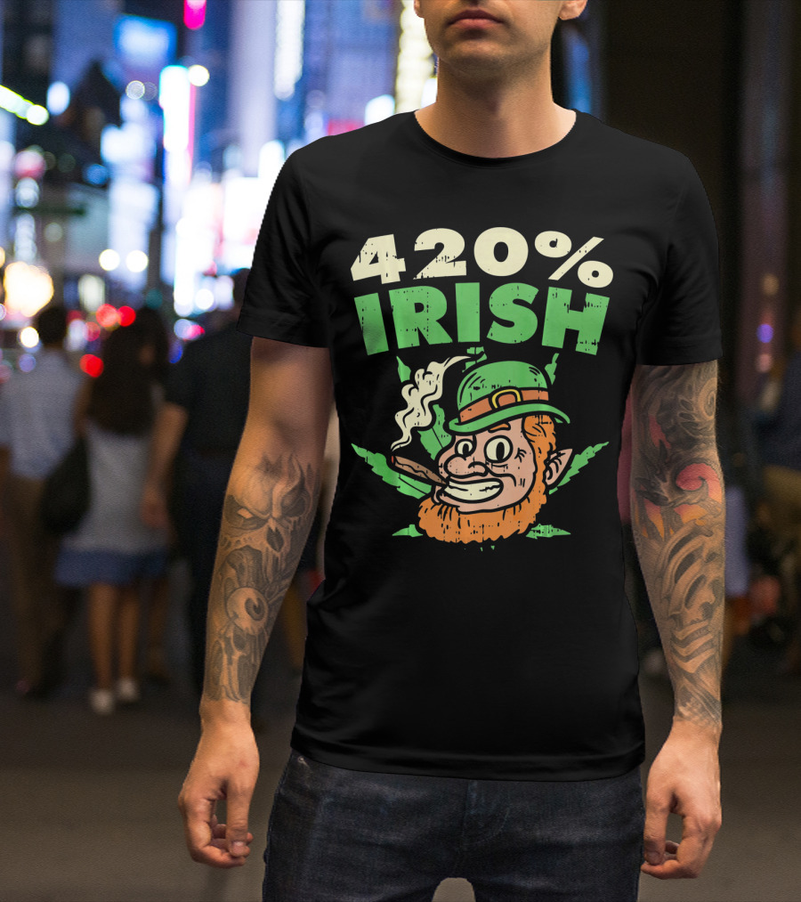 Funny St Patricks Day 420% Irish Weed Smoking Leprechaun T-Shirt