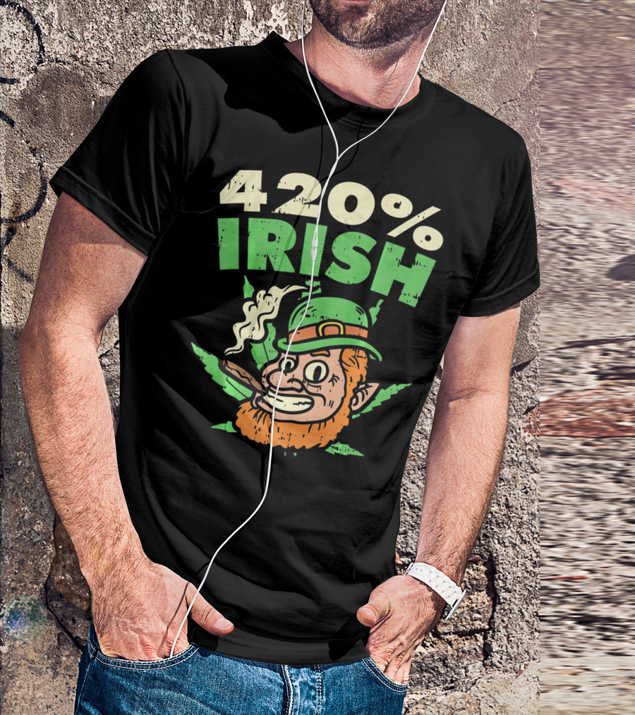 Funny St Patricks Day 420% Irish Weed Smoking Leprechaun T-Shirt