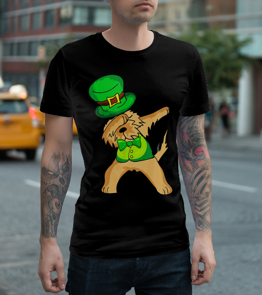 Dabbing Leprechaun Kids Irish Terrier St. Patrick's Day Dog Bow Tie T-Shirt