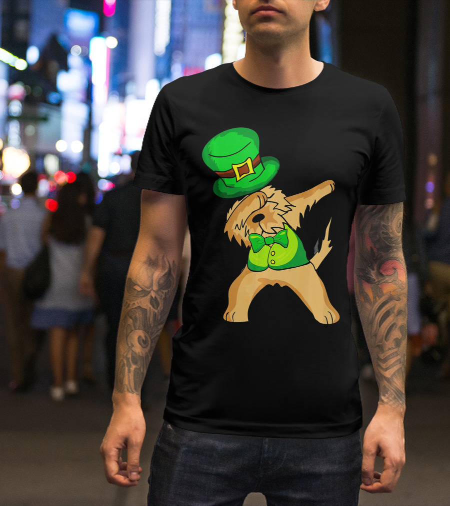 Dabbing Leprechaun Kids Irish Terrier St. Patrick's Day Dog Bow Tie T-Shirt