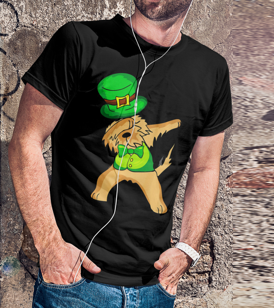 Dabbing Leprechaun Kids Irish Terrier St. Patrick's Day Dog Bow Tie T-Shirt