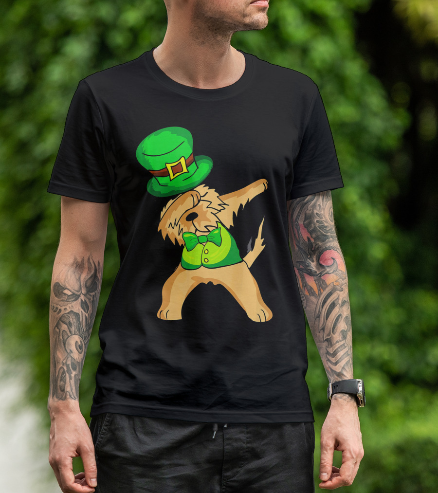 Dabbing Leprechaun Kids Irish Terrier St. Patrick's Day Dog Bow Tie T-Shirt