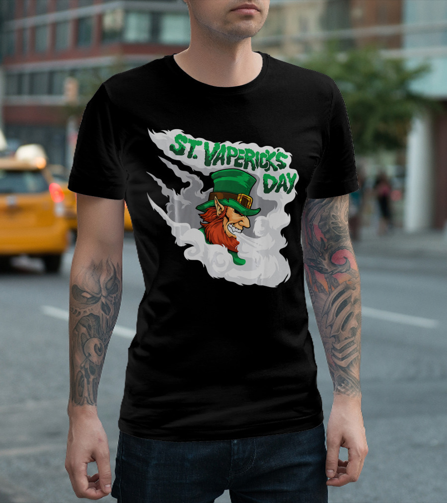 St. Vapericks Day with Vaping Leprechaun and Smoke Swirls T-Shirt