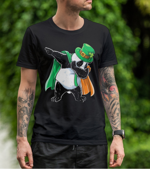 Dabbing Panda St Patricks Day Irish Flag Hat Shamrock T-Shirt
