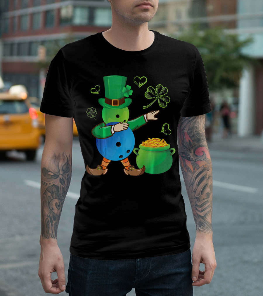 Pooling Leprechaun Dabbing With Gold Pot and Shamrocks T-Shirt