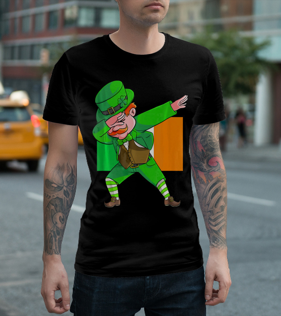Dabbing Leprechaun Ireland Flag St. Patrick's Day Fun T-Shirt