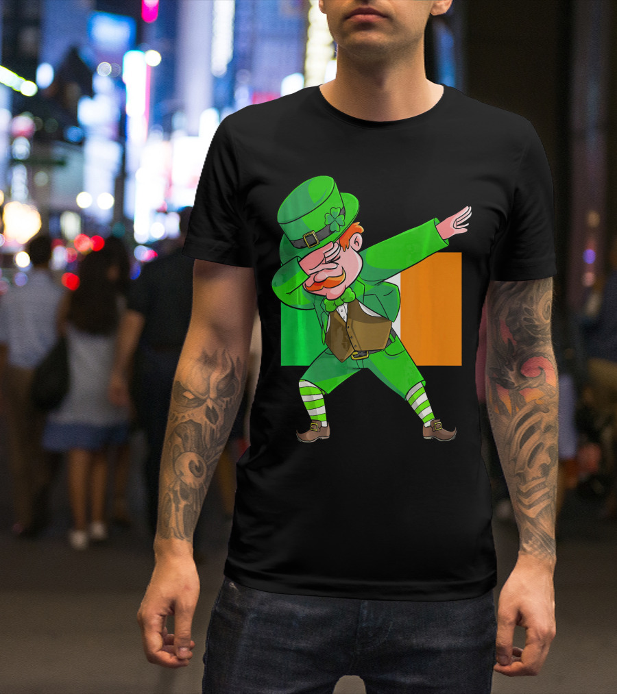 Dabbing Leprechaun Ireland Flag St. Patrick's Day Fun T-Shirt