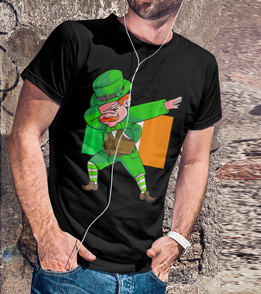 Dabbing Leprechaun Ireland Flag St. Patrick's Day Fun T-Shirt