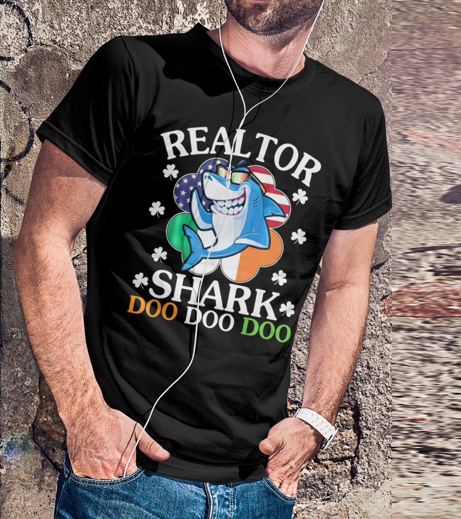 Realtor Shark Doo Doo Doo US Irish Flag Shamrock T-Shirt