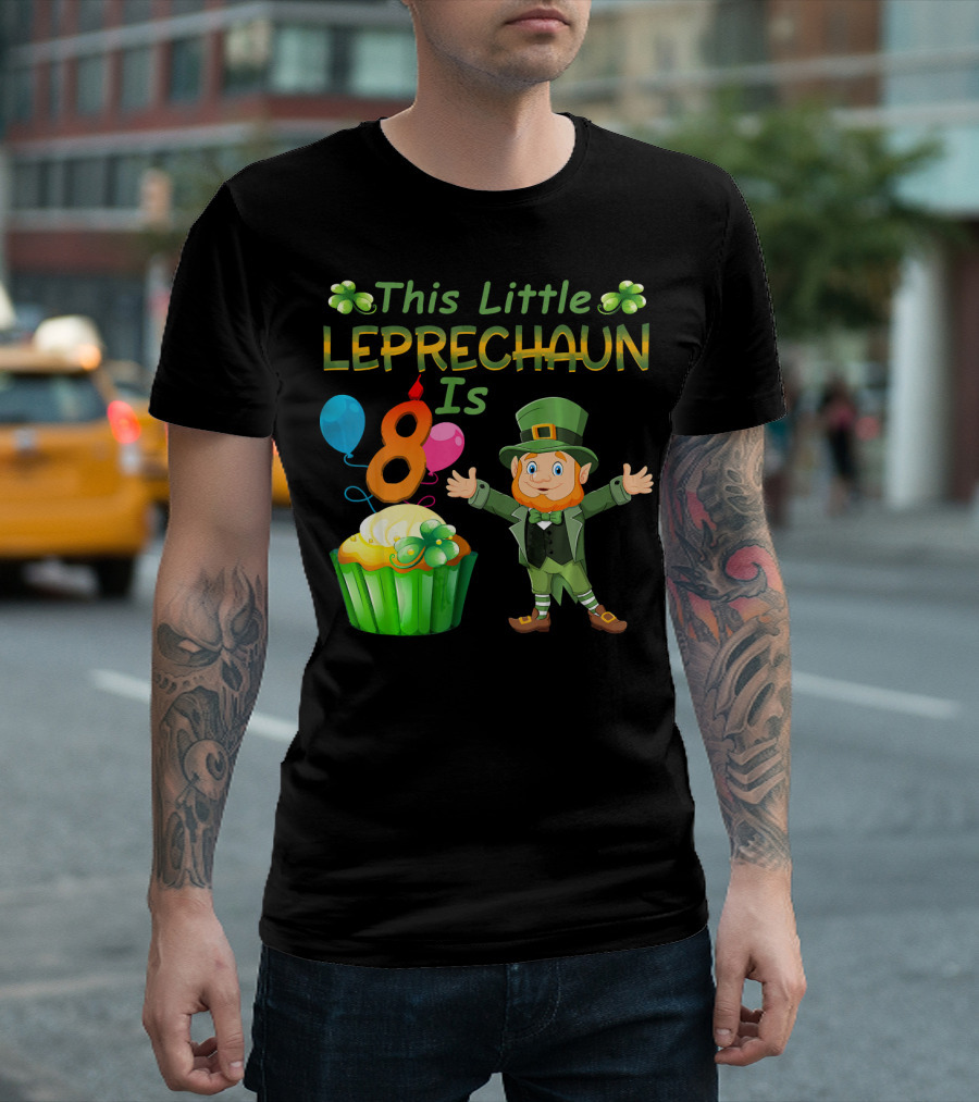 This Little Leprechaun Is 8 Birthday Cupcake Balloons T-Shirt