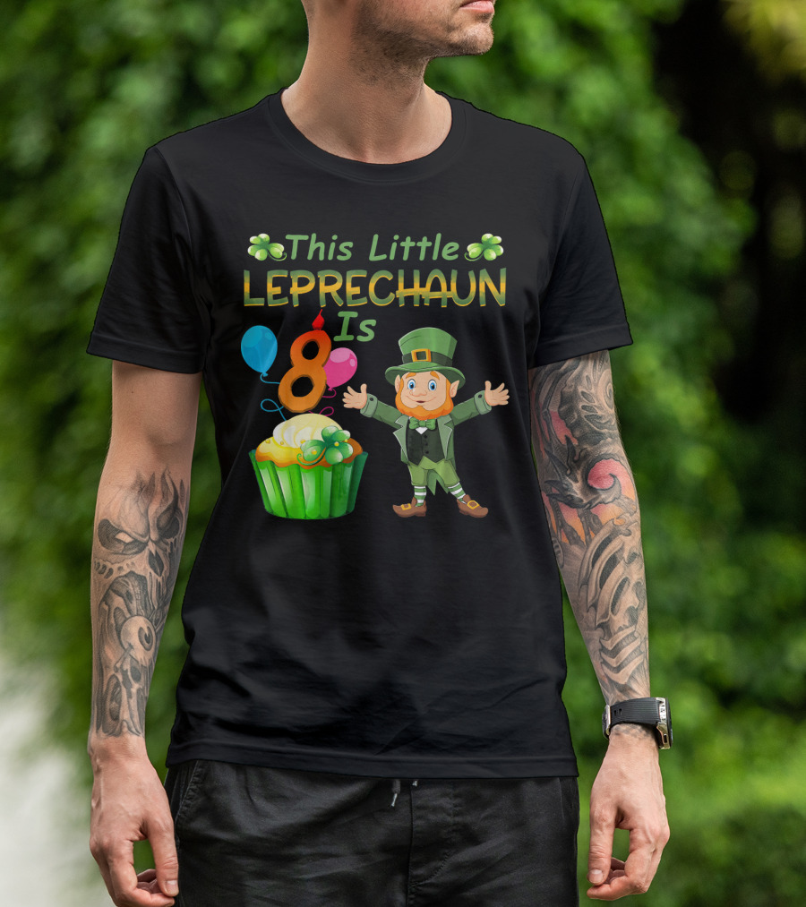 This Little Leprechaun Is 8 Birthday Cupcake Balloons T-Shirt