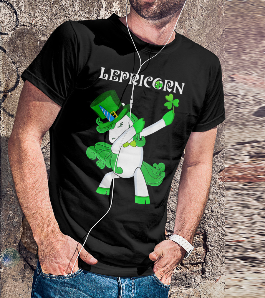 Lepricorn Funny Dabbing Cute Irish Unicorn With Shamrock T-Shirt
