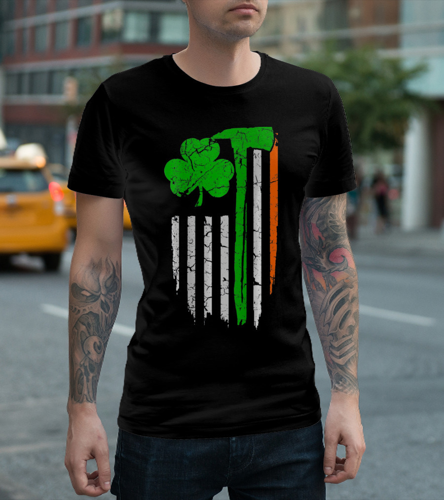 Firefighter Irish Flag Shamrock Patricks Day T-Shirt