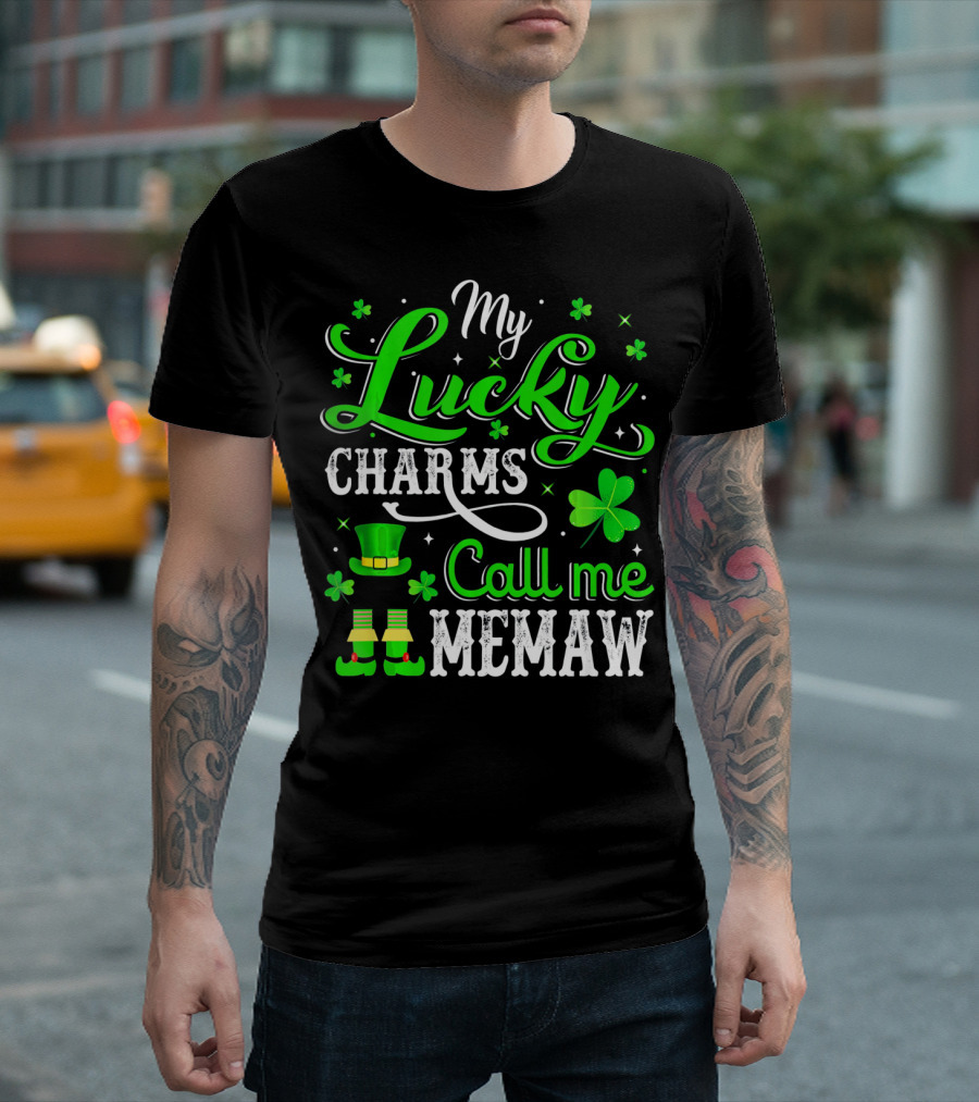 My Lucky Charms Call Me Memaw Saint Patrick Shamrock Hat Boots T-Shirt