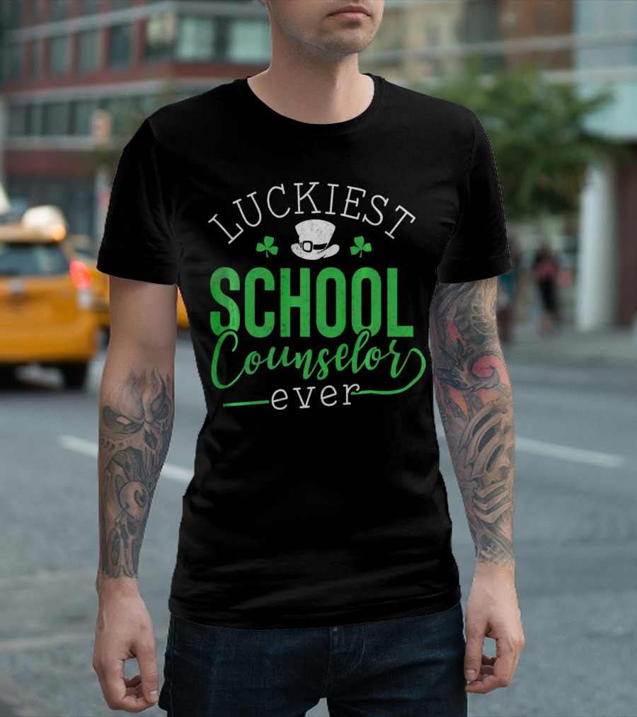 Luckiest School Counselor Ever St Patricks Hat Shamrock T-Shirt