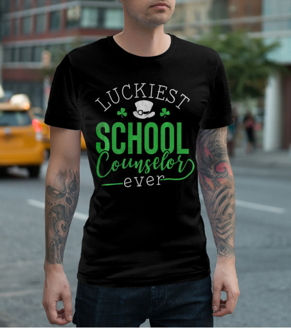 Luckiest School Counselor Ever St Patricks Hat Shamrock T-Shirt