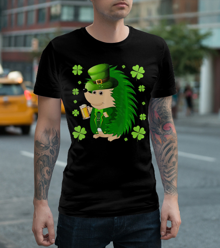 Funny Hedgichaun Leprechaun Clover Beer St. Patrick's Day T-Shirt