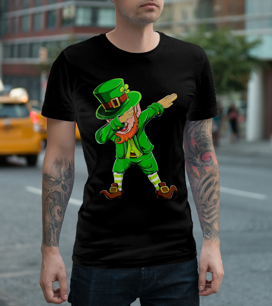 Dabbing Leprechaun Funny St Patrick Day Green Costume Irish Dance T-Shirt