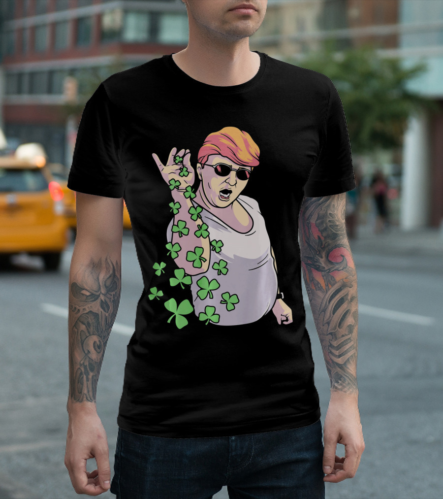 Donald Trump St. Patrick's Day Shamrock Sunglasses Salt Bae T-Shirt
