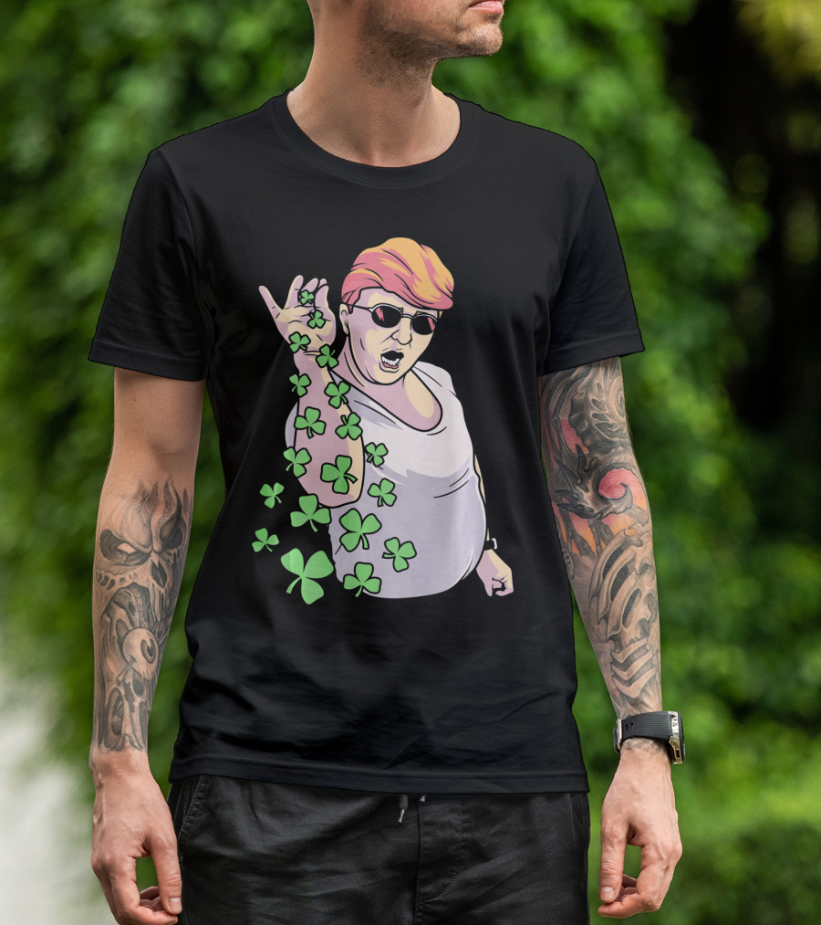 Donald Trump St. Patrick's Day Shamrock Sunglasses Salt Bae T-Shirt